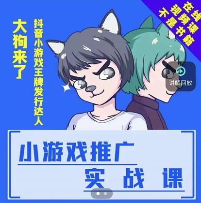大狗来了：小游戏推广实战课，带你搭建一个游戏推广变现账号-知创网