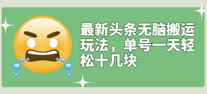 最新头条无脑搬运玩法，单号一天轻松十几块【视频教程+搬运软件】-知创网