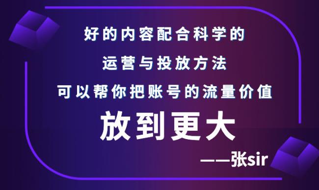张sir账号流量增长课，告别海王流量，让你的流量更精准-知创网