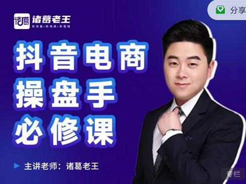 诸葛老王-抖音电商操盘手必修课：顶层设计，​起号破局，爆款运营，数据分析-知创网