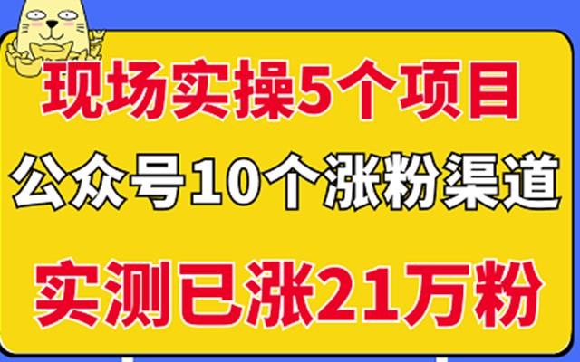 现场实操5个公众号项目，10个涨粉渠道，实测已涨21万粉！-知创网