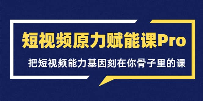 短视频原力赋能课Pro，把短视频能力基因刻在你骨子里的课（价值4999元）-知创网