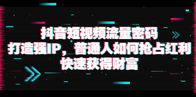 抖音短视频流量密码：打造强IP，普通人如何抢占红利，快速获得财富-知创网
