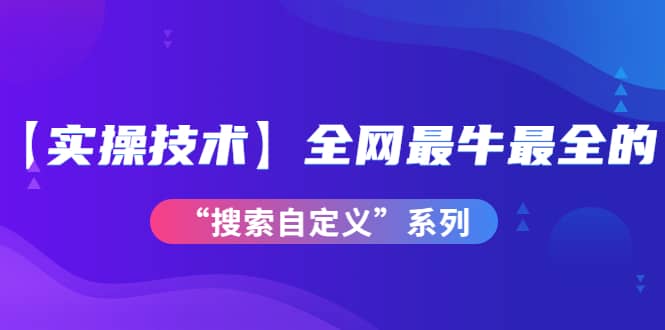 【实操技术】全网最牛最全的“搜索自定义”系列！价值698元-知创网