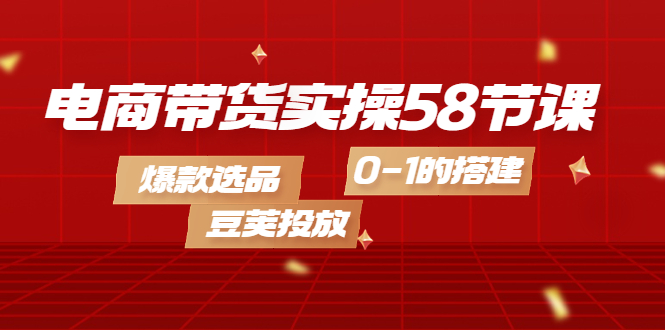 电商带货实操58节课，爆款选品，豆荚投放，0-1的搭建-知创网