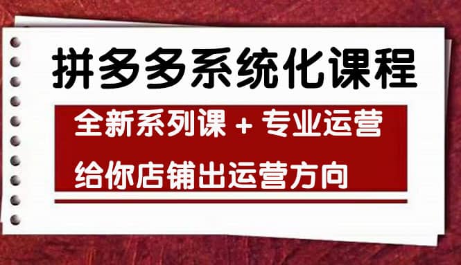 车神陪跑，拼多多系统化课程，全新系列课+专业运营给你店铺出运营方向-知创网
