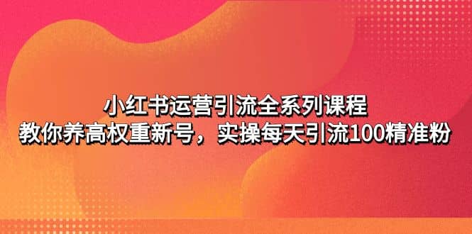 小红书运营引流全系列课程：教你养高权重新号-知创网