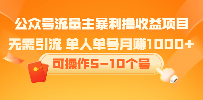 公众号流量主暴利撸收益项目，空闲时间操作-知创网