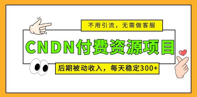 CNDN付费资源项目，不用引流，无需做客服，后期被动收入-知创网
