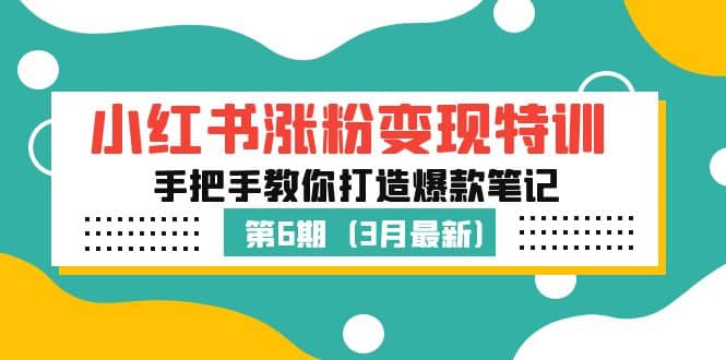 小红书涨粉变现特训·第6期，手把手教你打造爆款笔记（3月新课）-知创网