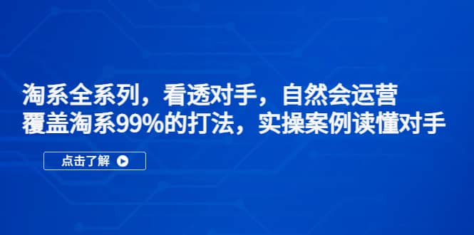 淘系全系列，看透对手，自然会运营，覆盖淘系99%·打法，实操案例读懂对手-知创网
