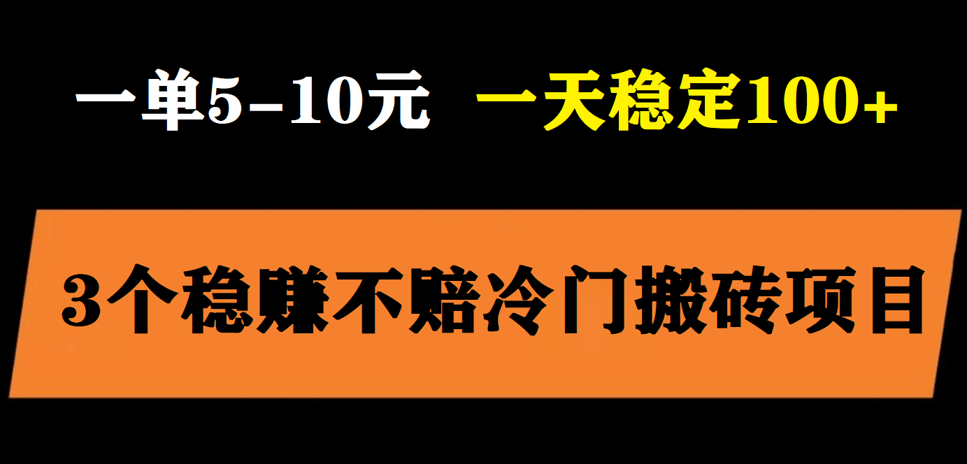 3个最新稳定的冷门搬砖项目，小白无脑照抄当日变现日入过百-知创网