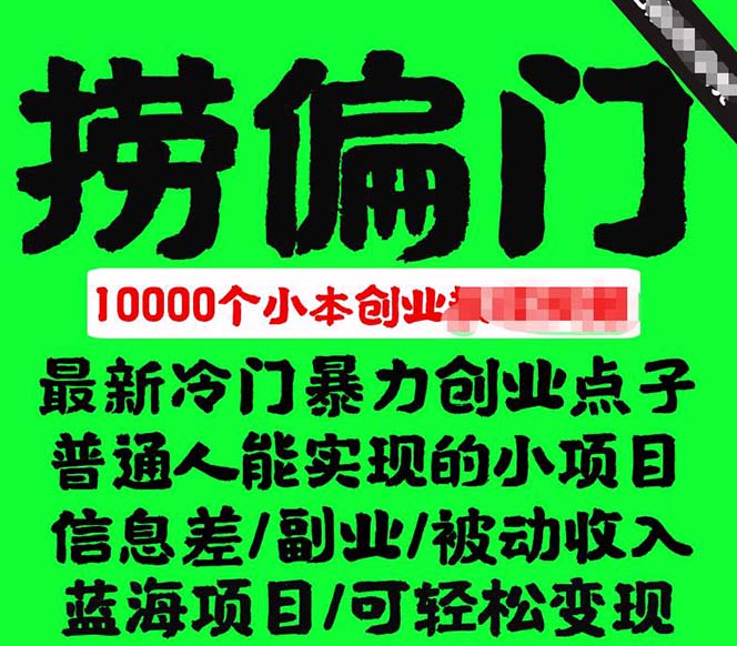 千款捞偏门小本创业小项目，总有一款适合你【无水印】-知创网