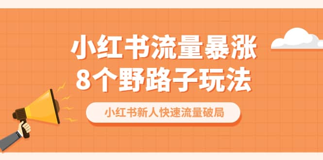小红书流量-暴涨8个野路子玩法：小红书新人快速流量破局（8节课）-知创网