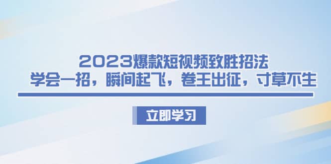 2023爆款短视频致胜招法，学会一招，瞬间起飞，卷王出征，寸草不生-知创网