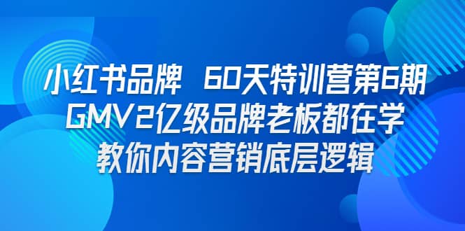 小红书品牌 60天特训营第6期 GMV2亿级品牌老板都在学 教你内容营销底层逻辑-知创网
