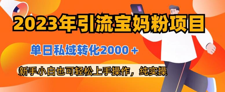2023年引流宝妈粉项目，单日私域转化2000＋，新手小白也可轻松上手操作，纯实操-知创网