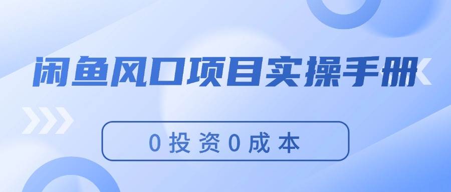 闲鱼风口项目实操手册，0投资0成本，让你做到，月入过万，新手可做-知创网