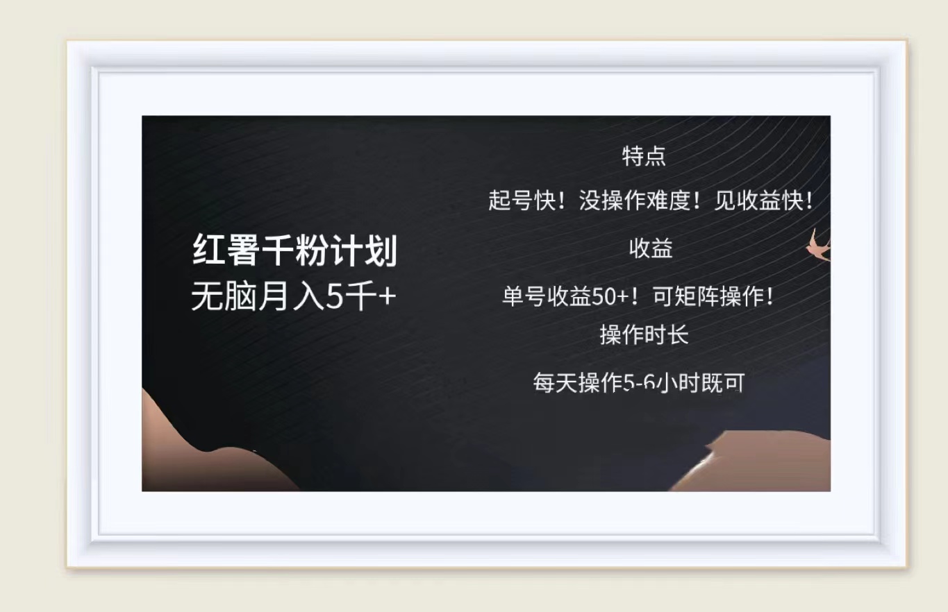 红薯千粉计划无脑月入5千➕！既做既赚！-知创网