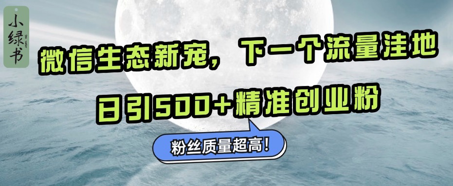 微信生态新宠小绿书：下一个流量洼地，粉丝质量超高，日引500+精准创业粉，-知创网