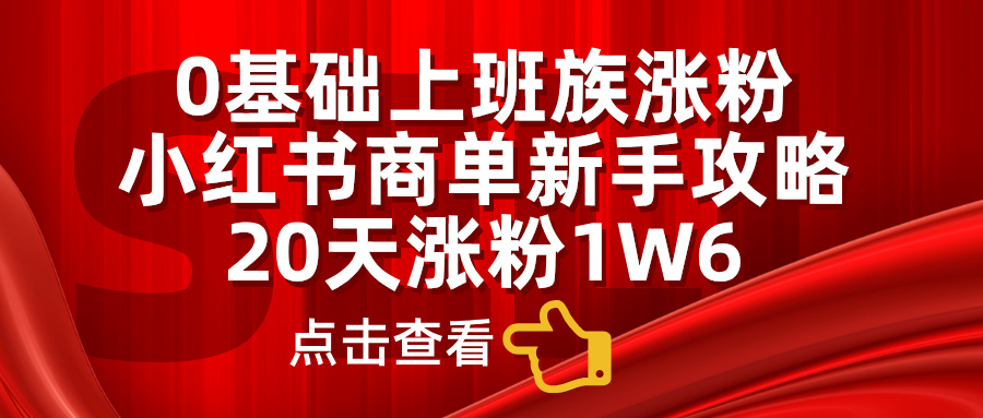 小红书商单新手攻略，20天涨粉1.6w，0基础上班族涨粉-知创网