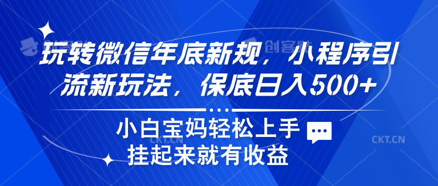 玩转微信年底新规，小程序引流新玩法，保底日入500+-知创网