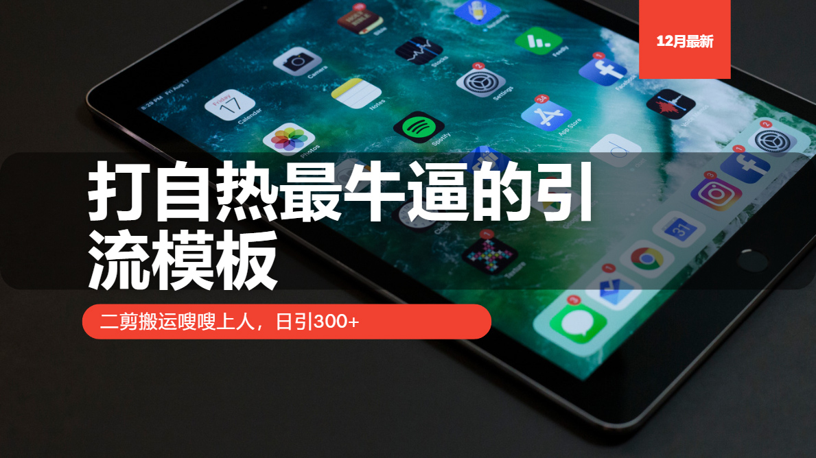 打自热最牛逼的引流模板，日引300+，二剪搬运嗖嗖上人-知创网