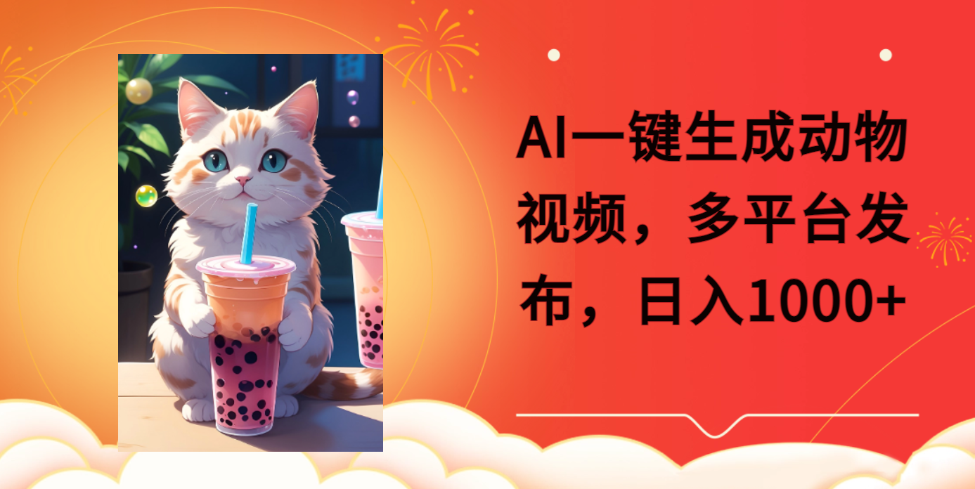 AI一键生成动物搞笑视频，多平台发布，轻松破千万播放，日入2000+-知创网