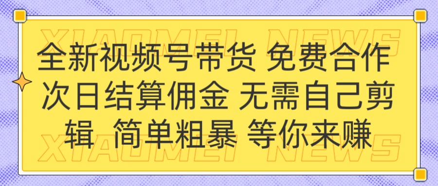 全新视频号 免费合作 佣金次日结算 无需自己剪辑-知创网