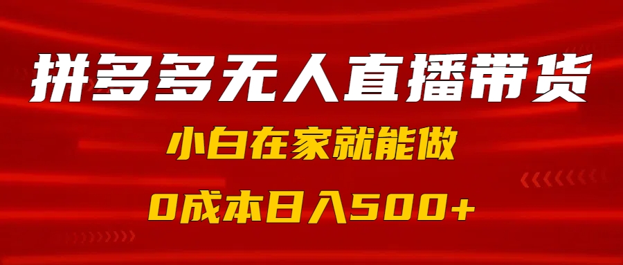 拼多多无人直播带货，小白在家就能做，0成本日入500+-知创网