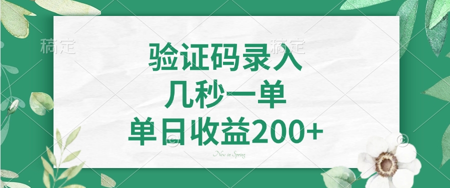 验证码录入，几秒一单，单日收益200+-知创网