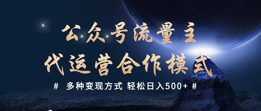 公众号流量主代运营  多种变现方式 轻松日入500+-知创网
