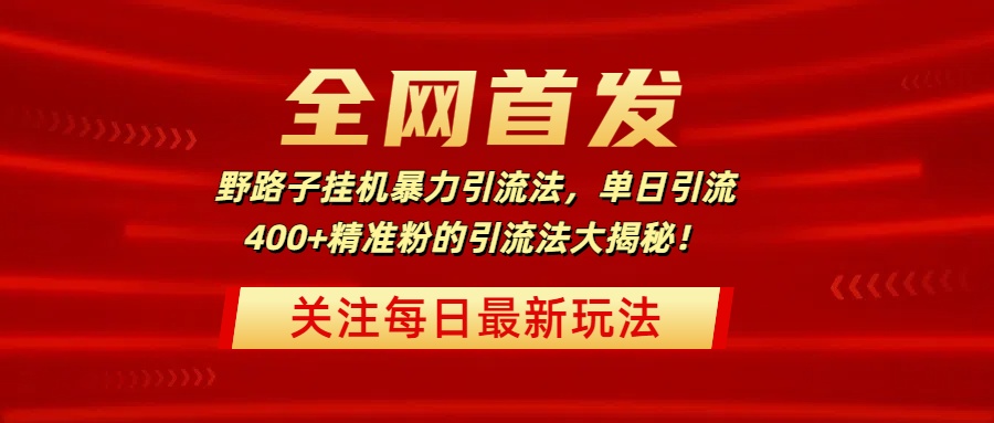 全网首发，野路子挂机暴力引流法，单日引流400+精准粉的引流法大揭秘！-知创网