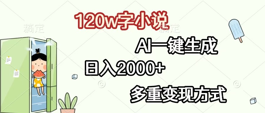 120w字小说，AI一键生成，日入2000+，多重变现方式-知创网