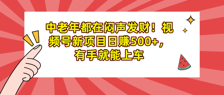 中老年都在闷声发财！视频号新项目日赚500+，有手就能上车-知创网