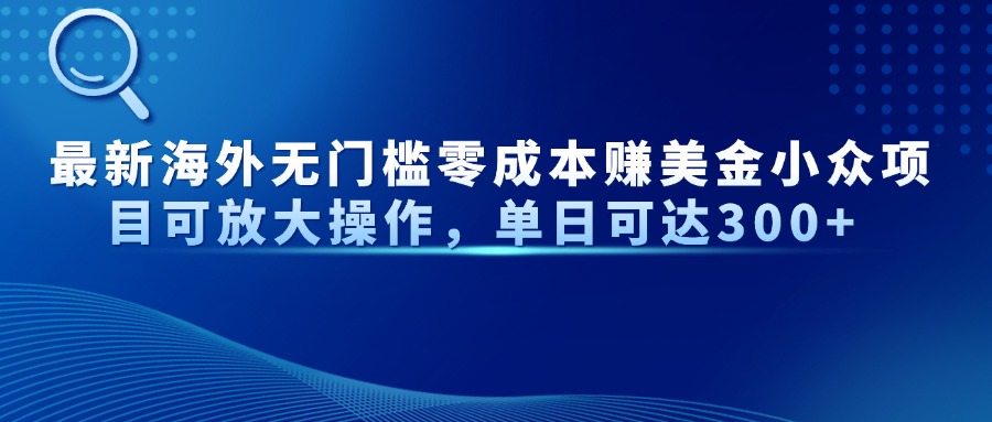 最新海外无门槛美金小众项目可放大操作，单日可达300+-知创网
