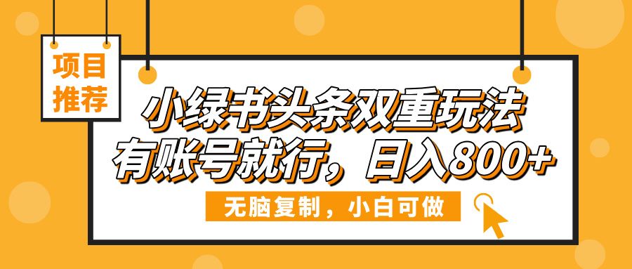 小绿书头条双重玩法，有账号就行，日入800+-知创网