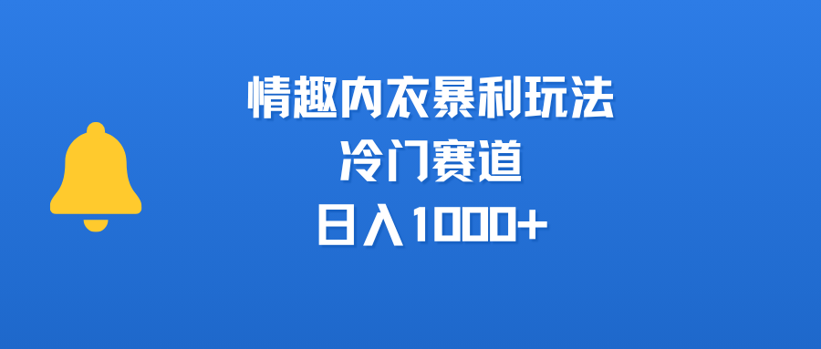 情趣内衣暴利玩法，冷门赛道，日入1000+-知创网