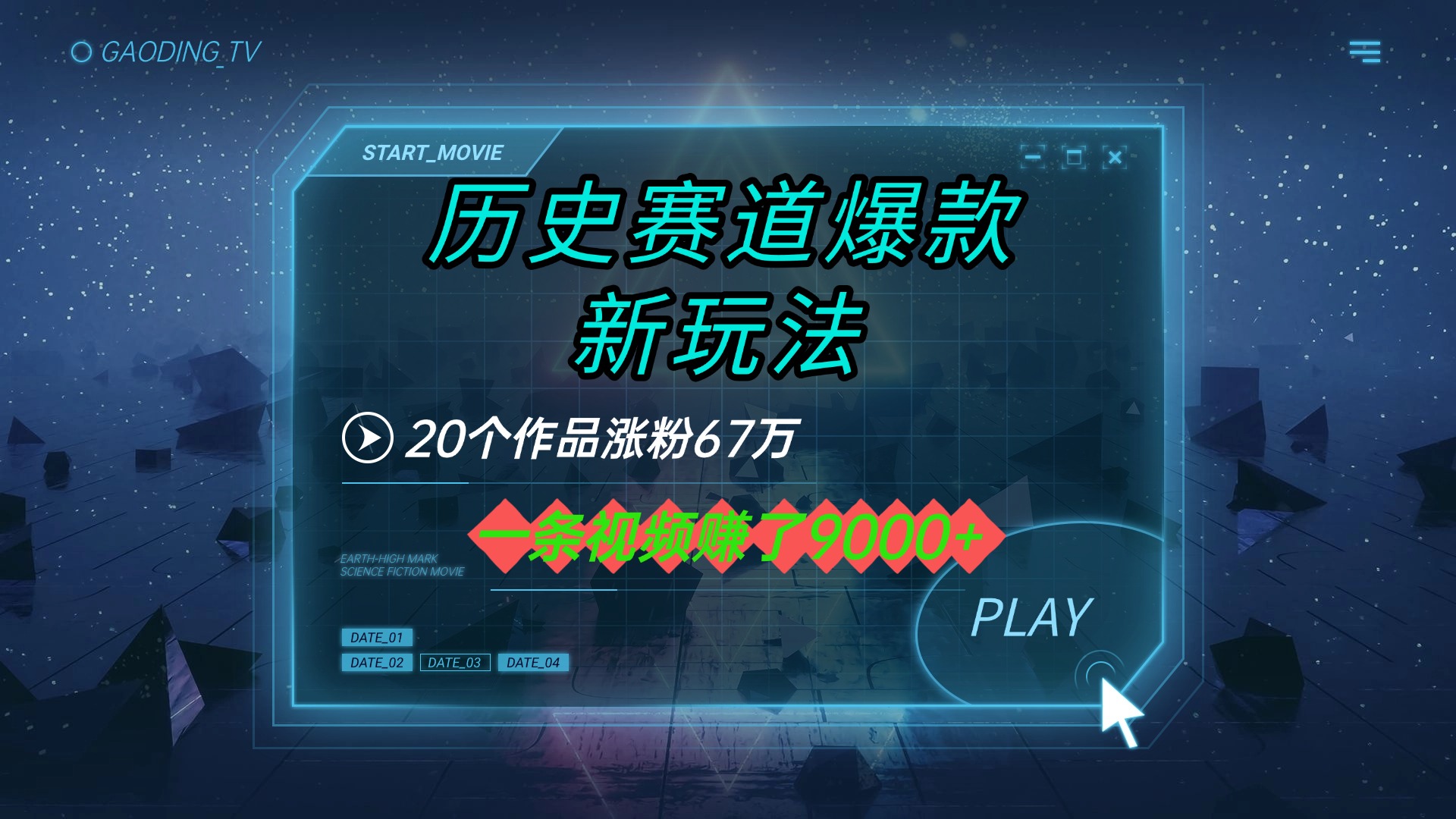 20个作品涨粉67万，一条视频赚了9000+，历史赛道爆款新玩法-知创网