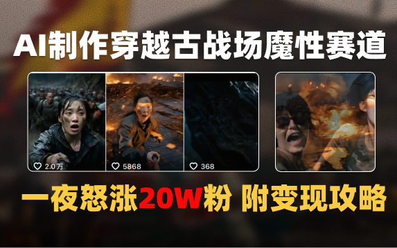 AI制作穿越古战场视频一夜涨粉20W保姆级教学（附AI变现指南）-知创网
