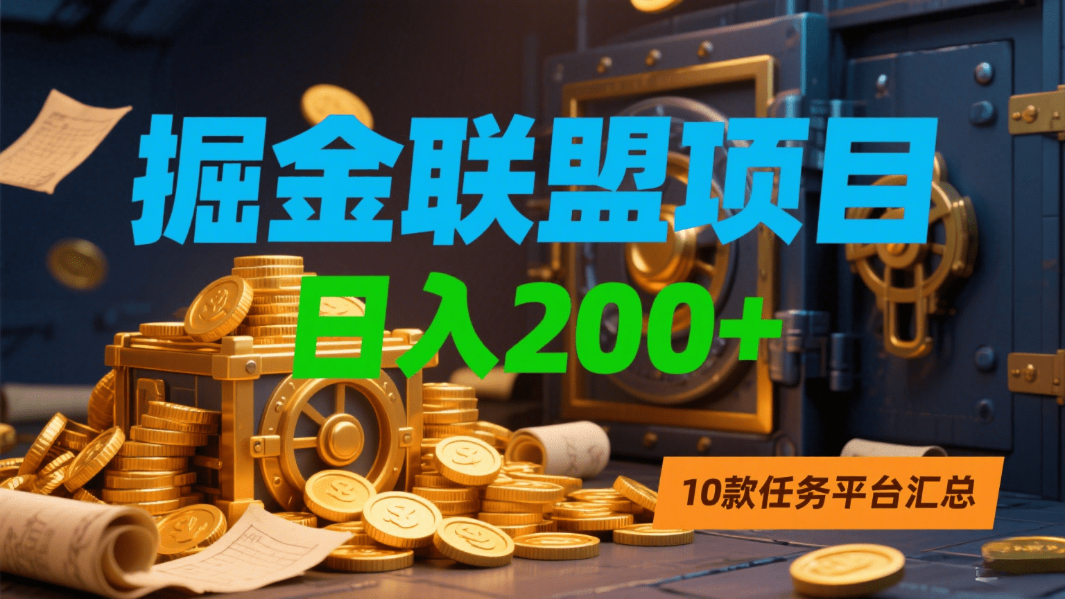 掘金联盟项目，日入200+，10款任务平台汇总-知创网
