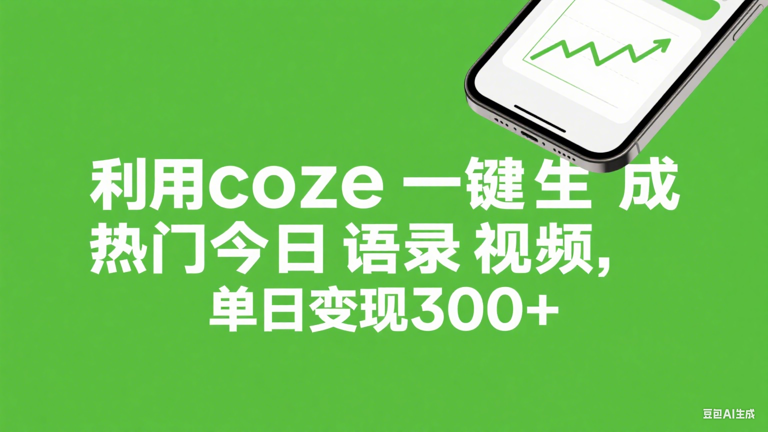 利用coze一键生成热门今日语录视频,单日变现300+-知创网