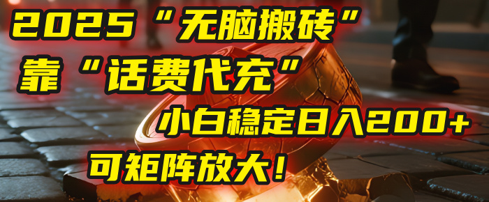 无脑搬砖项目：靠“话费代充”，小白稳定日入200+，可矩阵放大！-知创网