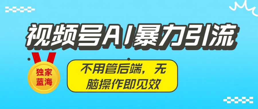 独家蓝海！视频号AI暴力引流：不用管后端，无脑操作即见效-知创网