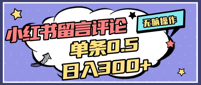 2025年最新小红书评论单条0.5元，日入300＋，无上限，详细操作流程-知创网