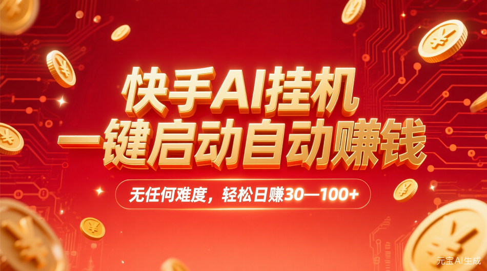 快手AI，一键启动自动赚钱 无任何难度，轻松一天30—100+-知创网