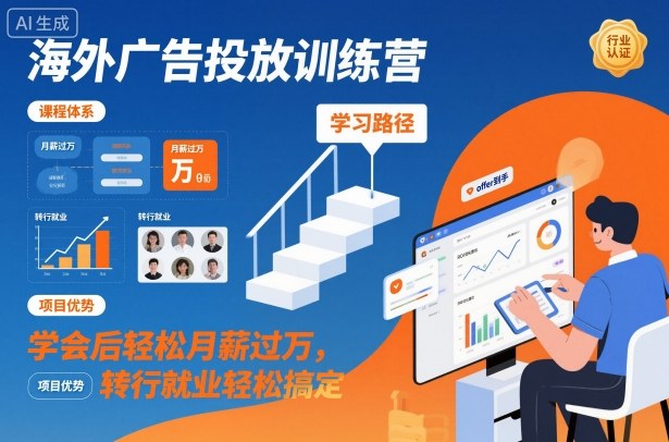海外广告投放训练营，学会后轻松月薪过万，转行就业轻松搞定-知创网