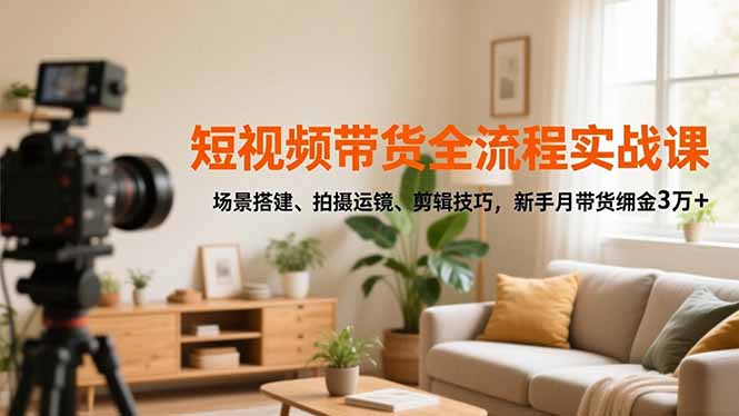 （16679期）短视频带货全流程实战课，场景搭建、拍摄运镜、剪辑技巧，新手月带货佣金3万+-知创网