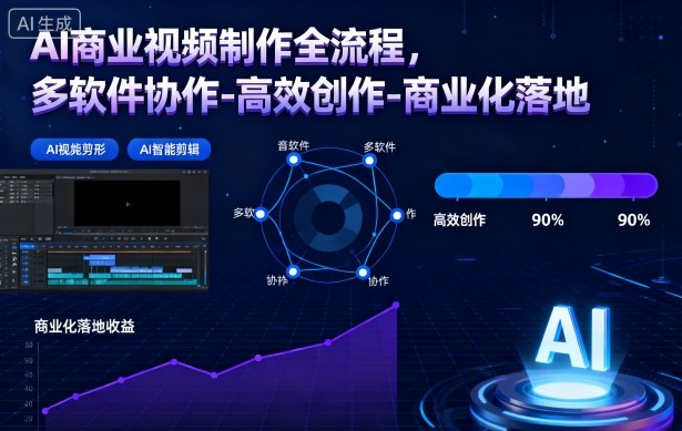 AI商业视频制作全流程，多软件协作-高效创作-商业化落地-知创网