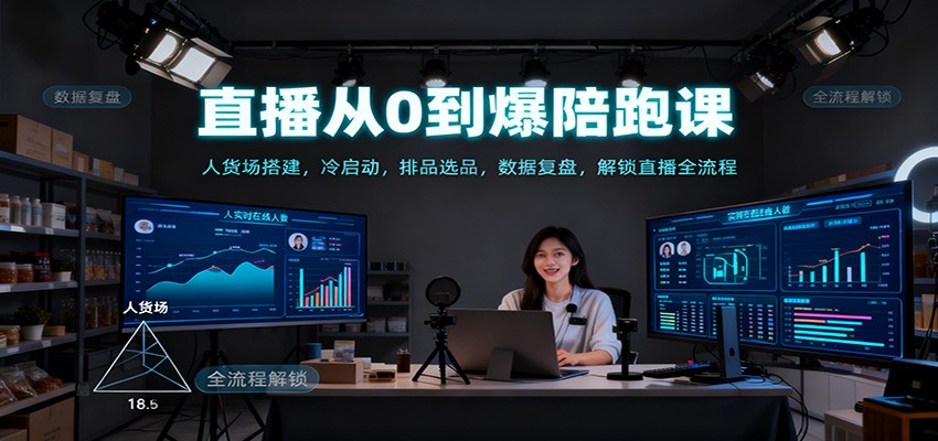直播从0到爆陪跑课：人货场搭建，冷启动，排品选品，数据复盘，解锁直播全流程-知创网
